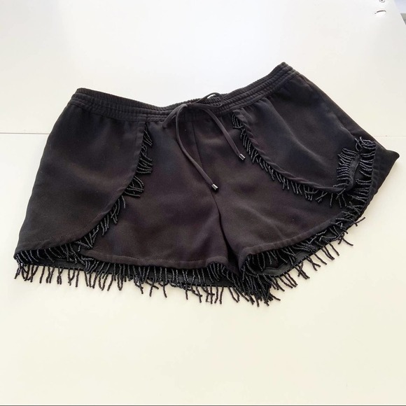SAM EDELMAN Black Fringe Trim Shorts Size Small - Picture 2 of 7